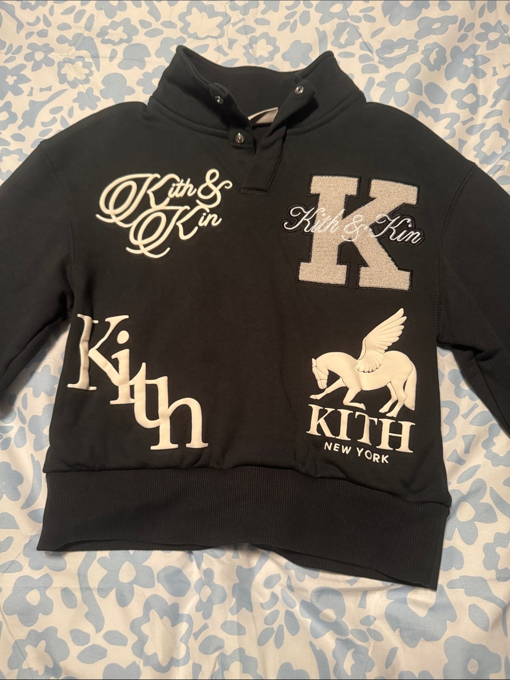 Kith Kids Dark Green Pullover Sweatshirt with White Logos